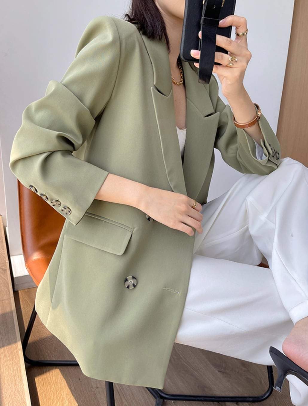 ＜サイズ展開豊富！＞ダブルブレストアースカラーオーバージャケット - select store mirror me＜サイズ展開豊富！＞ダブルブレストアースカラーオーバージャケット154281615mirror meselect store mirror me154281615XS