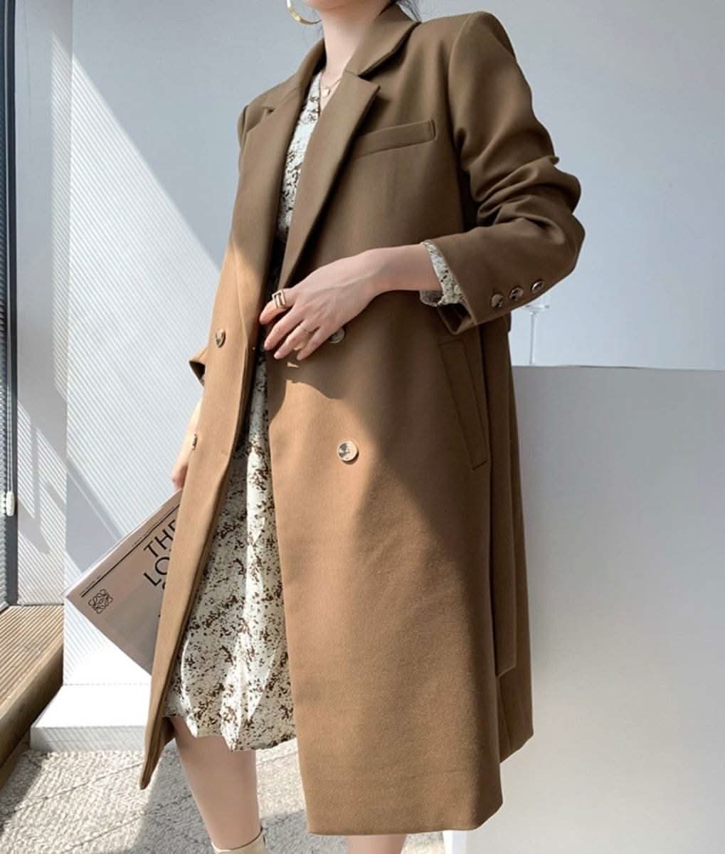 ブラウンベージュ美ラインチェスターコート - select store mirror me