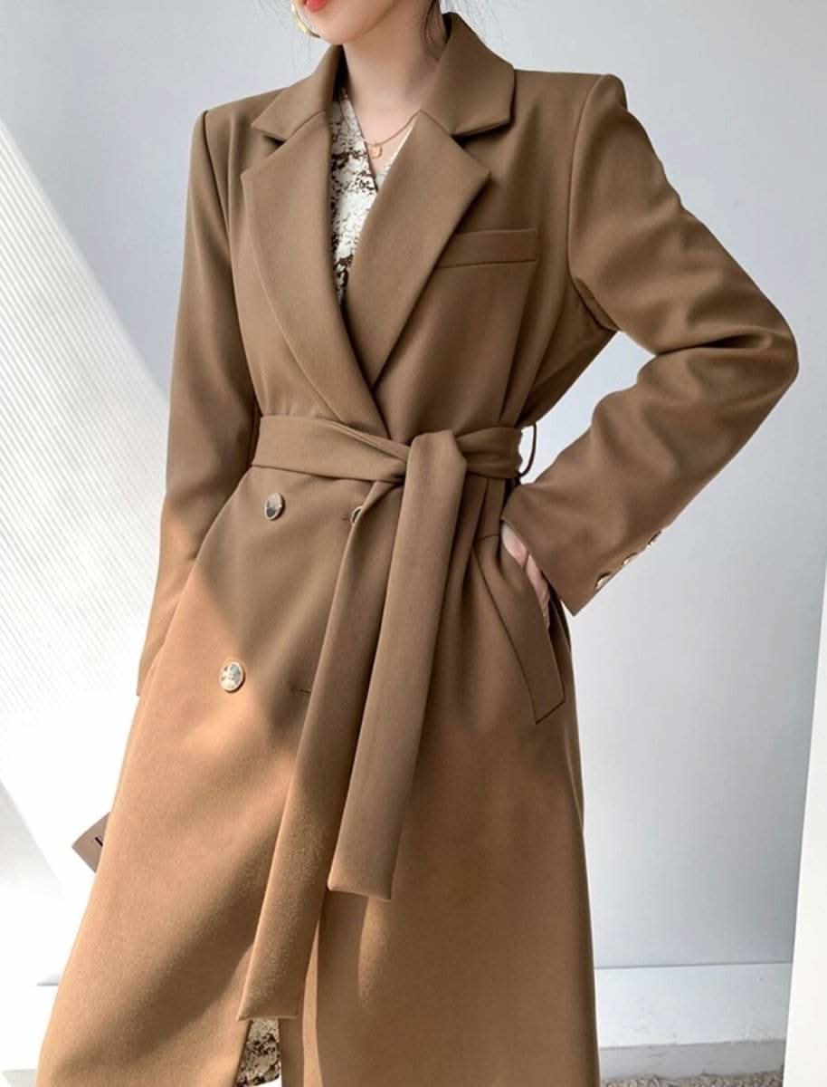 ブラウンベージュ美ラインチェスターコート - select store mirror me