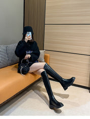 コントラストデザインジップブーツ - select store mirror meコントラストデザインジップブーツ156161356mirror meselect store mirror me156161358レザー＆ベルベット23cm
