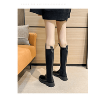 コントラストデザインジップブーツ - select store mirror meコントラストデザインジップブーツ156161356mirror meselect store mirror me156161358レザー＆ベルベット23cm