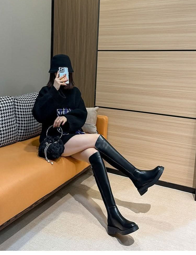 コントラストデザインジップブーツ - select store mirror meコントラストデザインジップブーツ156161356mirror meselect store mirror me156161358レザー＆ベルベット23cm