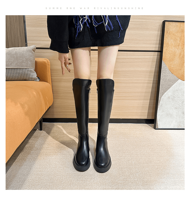 コントラストデザインジップブーツ - select store mirror meコントラストデザインジップブーツ156161356mirror meselect store mirror me156161358レザー＆ベルベット23cm