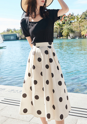 ブラックドットミディアムスカート
