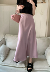 春カラーサテンロングスカート