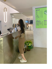 スリーブカットコントラストニットワンピース　３色展開