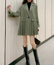 【動画あり】くすみグリーンフロントプリーツデザインジャケット - select store mirror me【動画あり】くすみグリーンフロントプリーツデザインジャケット163599564mirror meselect store mirror me163599564S