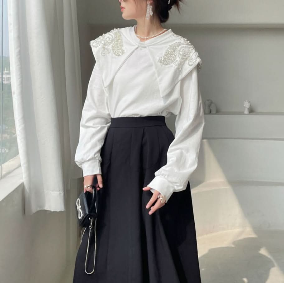 ビジューカラーセーラーホワイトブラウス - select store mirror meビジューカラーセーラーホワイトブラウス180924063mirror meselect store mirror me180924063S