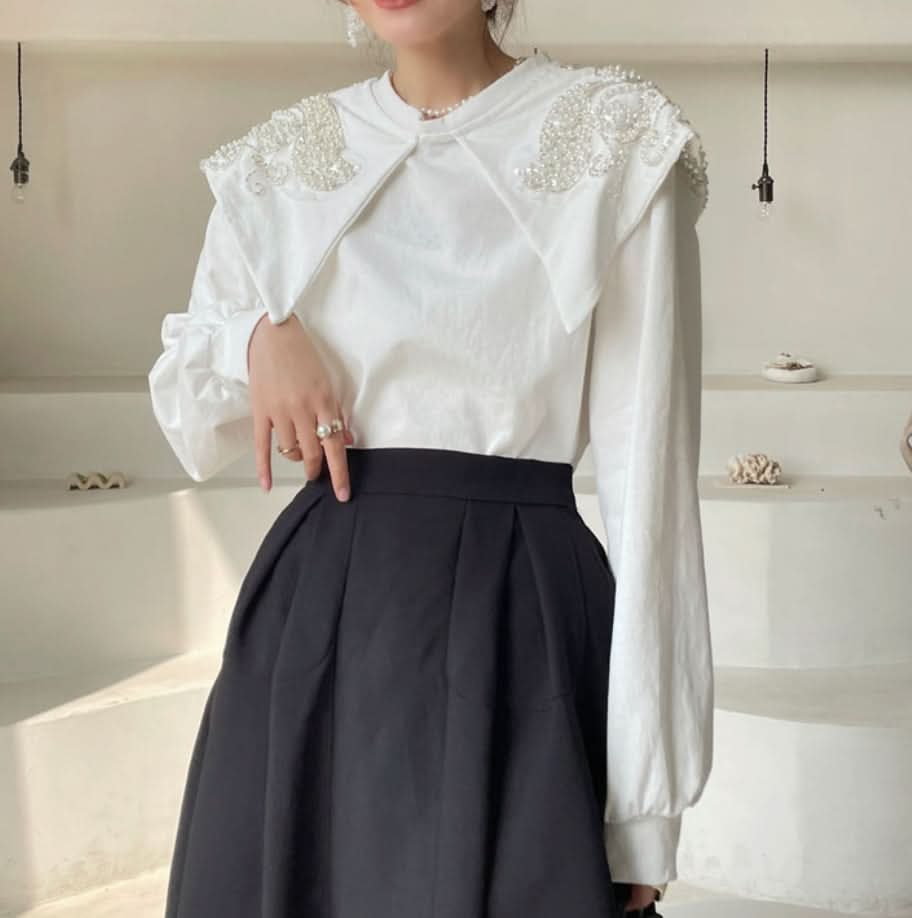 ビジューカラーセーラーホワイトブラウス - select store mirror meビジューカラーセーラーホワイトブラウス180924063mirror meselect store mirror me180924063S