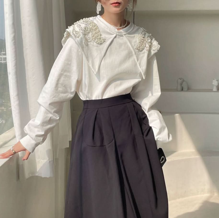 ビジューカラーセーラーホワイトブラウス - select store mirror meビジューカラーセーラーホワイトブラウス180924063mirror meselect store mirror me180924063S