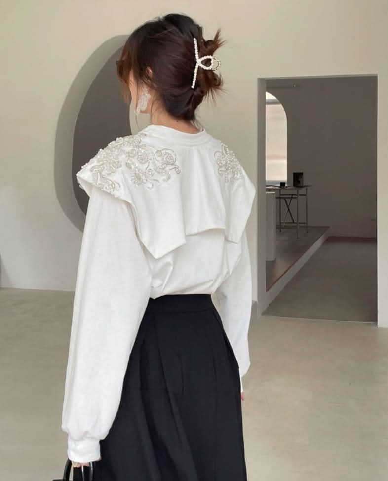 ビジューカラーセーラーホワイトブラウス - select store mirror meビジューカラーセーラーホワイトブラウス180924063mirror meselect store mirror me180924063S