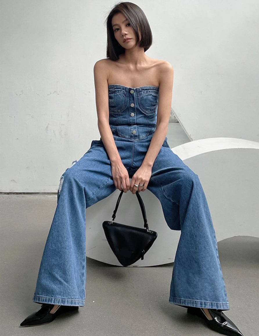 ベアカップデニムロンパース - select store mirror meベアカップデニムロンパース185491072mirror meselect store mirror me185491072S