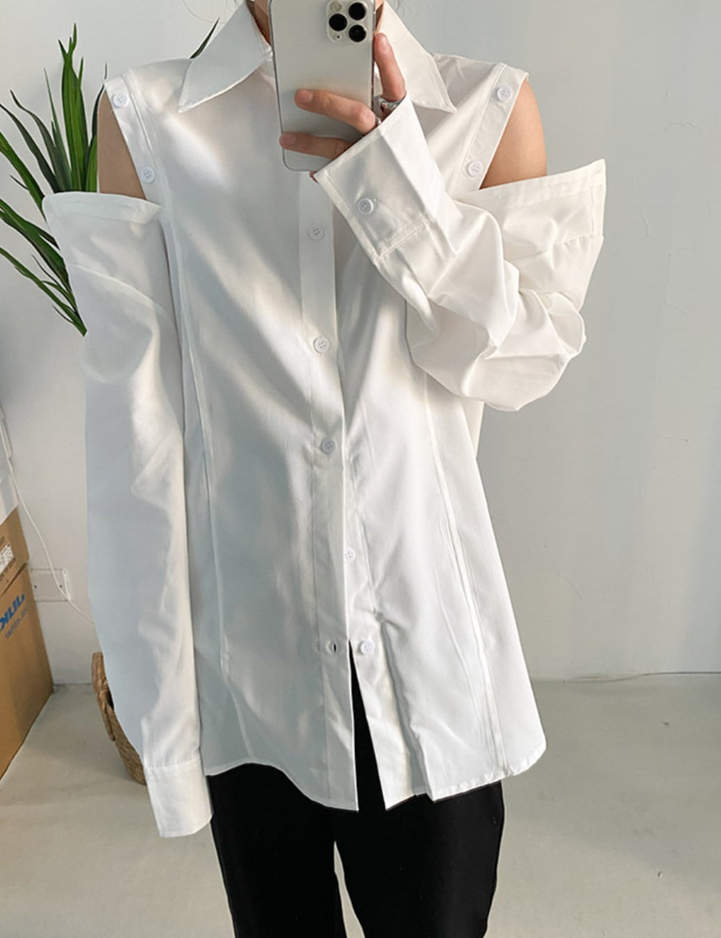 オーバーカットショルダーカッターシャツ - select store mirror meオーバーカットショルダーカッターシャツ186091653mirror meselect store mirror me186091653S