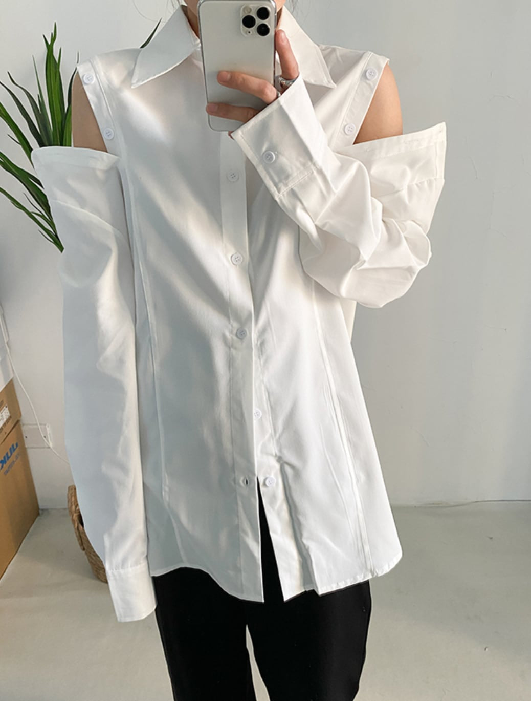 オーバーカットショルダーカッターシャツ - select store mirror meオーバーカットショルダーカッターシャツ186091653mirror meselect store mirror me186091653S