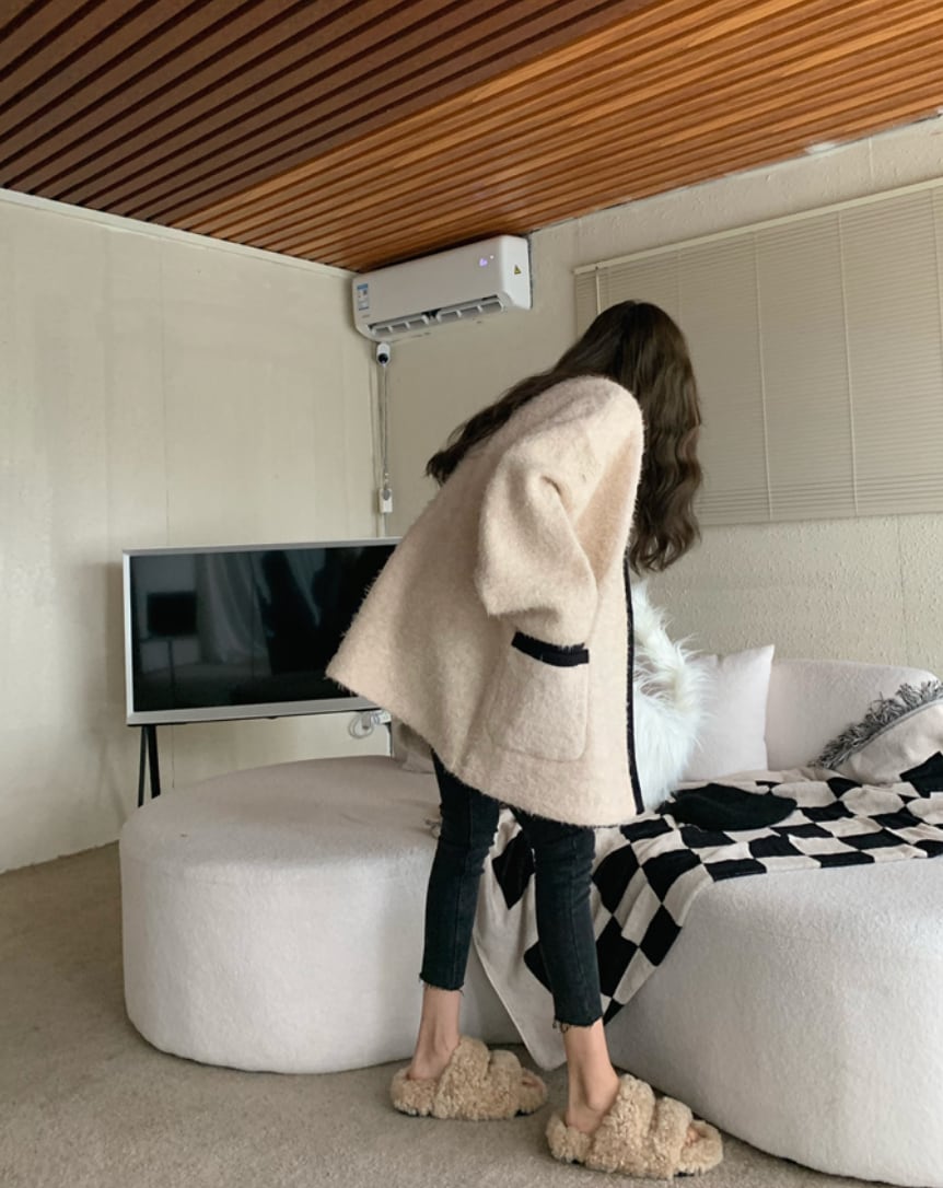 ウールバイカラーラインニットカーディガン - select store mirror meウールバイカラーラインニットカーディガン186884748mirror meselect store mirror me186884748S