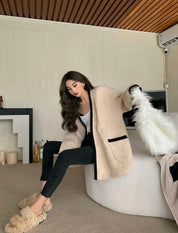ウールバイカラーラインニットカーディガン - select store mirror meウールバイカラーラインニットカーディガン186884748mirror meselect store mirror me186884748S