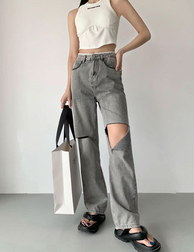 ハイダメージカットオープンデニムパンツ - select store mirror meハイダメージカットオープンデニムパンツ189324430mirror meselect store mirror me189324430S