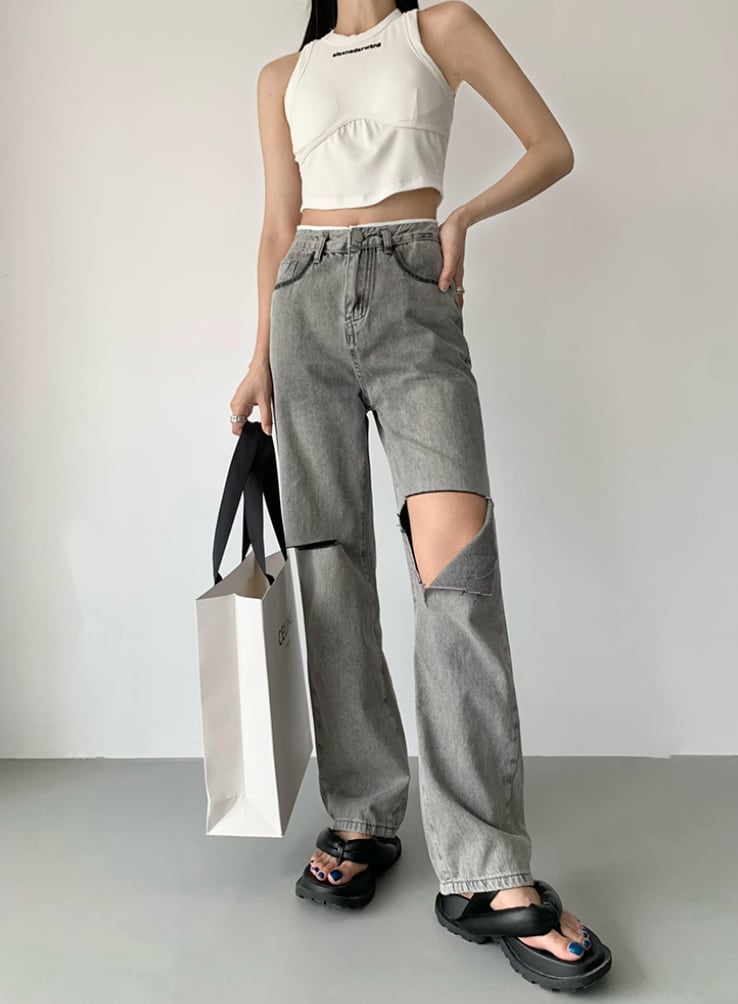 ハイダメージカットオープンデニムパンツ - select store mirror meハイダメージカットオープンデニムパンツ189324430mirror meselect store mirror me189324430S
