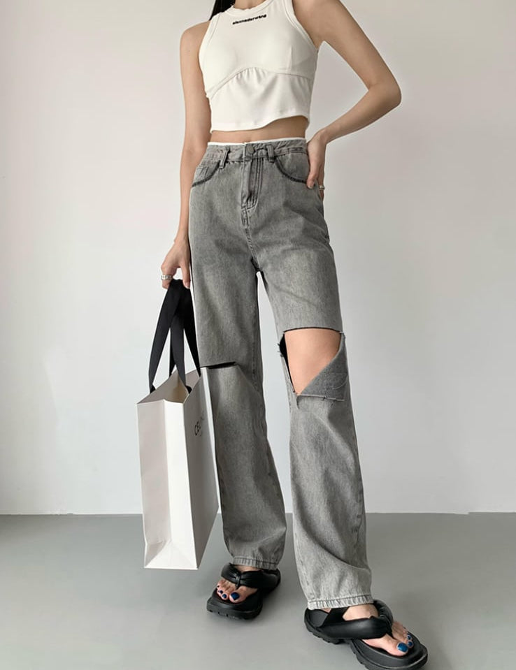 ハイダメージカットオープンデニムパンツ - select store mirror meハイダメージカットオープンデニムパンツ189324430mirror meselect store mirror me189324430S