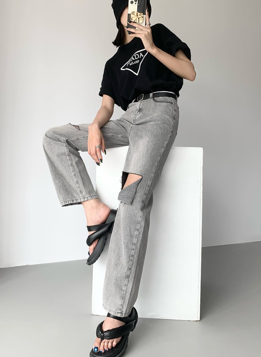 ハイダメージカットオープンデニムパンツ - select store mirror meハイダメージカットオープンデニムパンツ189324430mirror meselect store mirror me189324430S