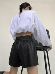 美シルエットブラックレザーハーフパンツ - select store mirror me美シルエットブラックレザーハーフパンツ189327876mirror meselect store mirror me189327876S