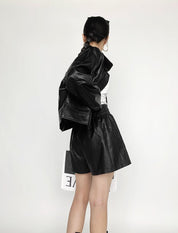 美シルエットブラックレザーハーフパンツ - select store mirror me美シルエットブラックレザーハーフパンツ189327876mirror meselect store mirror me189327876S