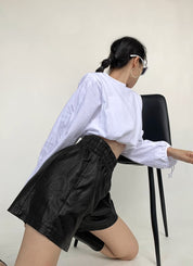 美シルエットブラックレザーハーフパンツ - select store mirror me美シルエットブラックレザーハーフパンツ189327876mirror meselect store mirror me189327876S