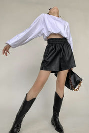 美シルエットブラックレザーハーフパンツ - select store mirror me美シルエットブラックレザーハーフパンツ189327876mirror meselect store mirror me189327876S
