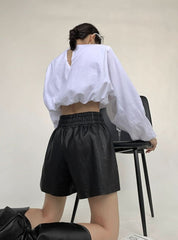 美シルエットブラックレザーハーフパンツ - select store mirror me美シルエットブラックレザーハーフパンツ189327876mirror meselect store mirror me189327876S