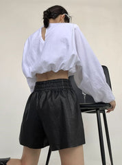 美シルエットブラックレザーハーフパンツ - select store mirror me美シルエットブラックレザーハーフパンツ189327876mirror meselect store mirror me189327876S