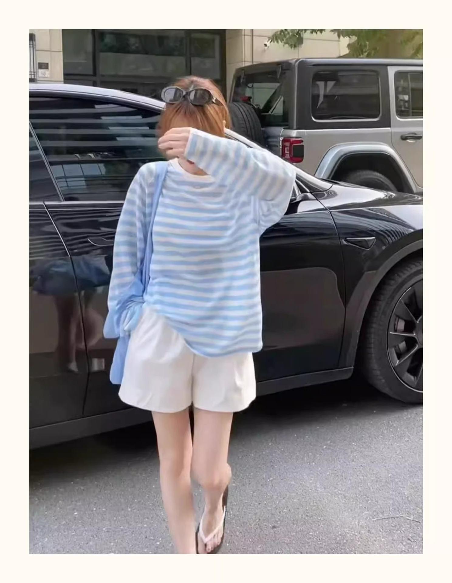 コントラストカラーボーダートップス　２色展開