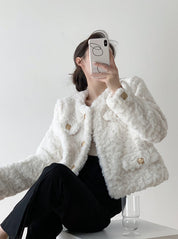 モコファーゴールドボタンノーカラージャケット - select store mirror meモコファーゴールドボタンノーカラージャケット195230851mirror meselect store mirror me195230851S