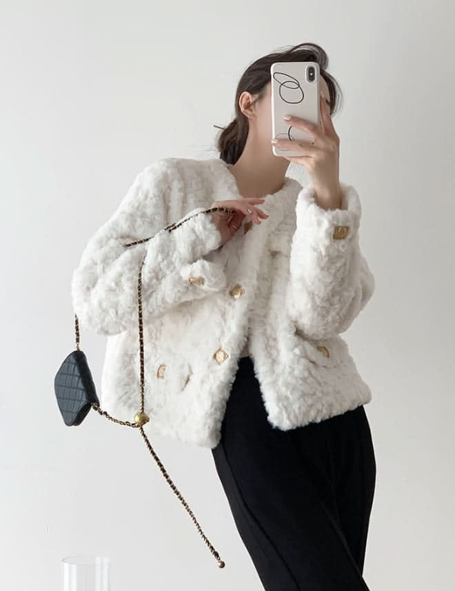 モコファーゴールドボタンノーカラージャケット - select store mirror meモコファーゴールドボタンノーカラージャケット195230851mirror meselect store mirror me195230851S