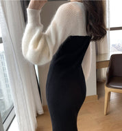 ニット切り替えベアロングスリットワンピース - select store mirror meニット切り替えベアロングスリットワンピース195231109mirror meselect store mirror me195231109S