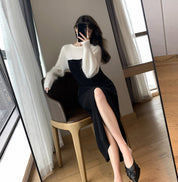 ニット切り替えベアロングスリットワンピース - select store mirror meニット切り替えベアロングスリットワンピース195231109mirror meselect store mirror me195231109S
