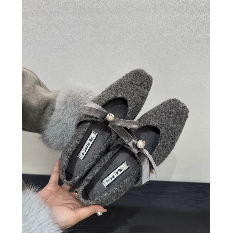 ベルベットリボンフラットシューズ