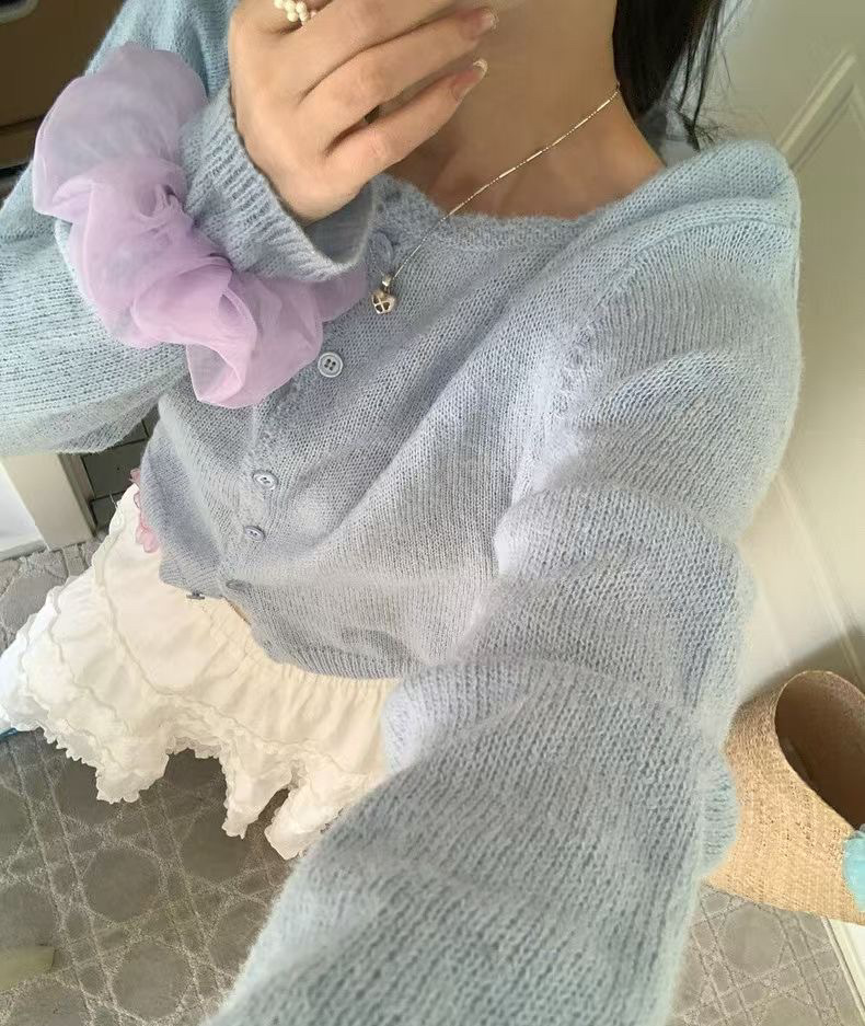 パステルレースカーディガン