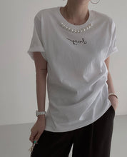 ＜ブラック１点即納＞パール付きメッセージTシャツ　３色展開 - select store mirror me＜ブラック１点即納＞パール付きメッセージTシャツ　３色展開206541712mirror meselect store mirror me206541712ホワイト