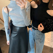 ショルダーカットハイネックニット　２色展開 - select store mirror meショルダーカットハイネックニット　２色展開103568519mirror meselect store mirror me103568519グレー S