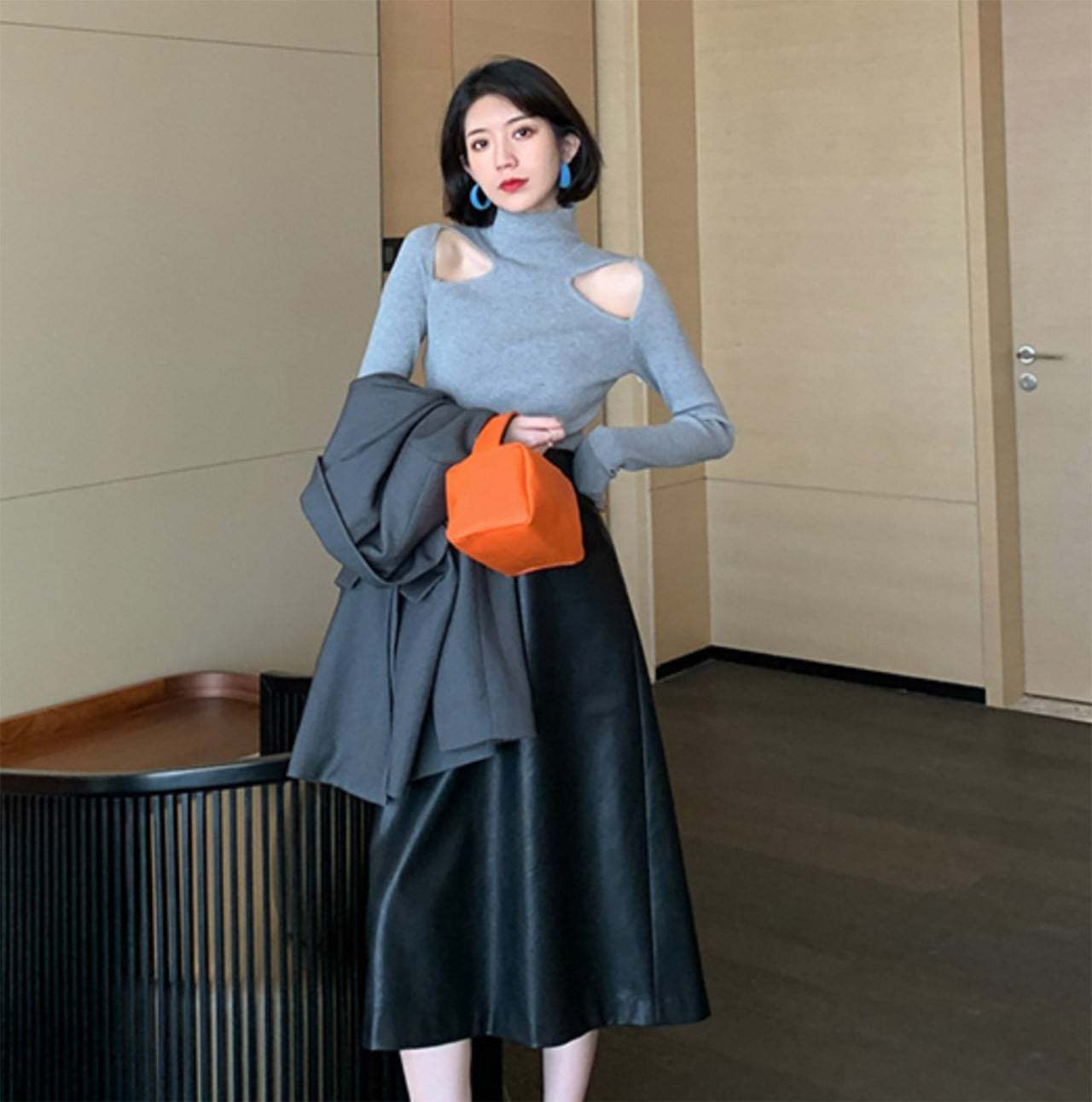ショルダーカットハイネックニット　２色展開 - select store mirror meショルダーカットハイネックニット　２色展開103568519mirror meselect store mirror me103568519グレー S
