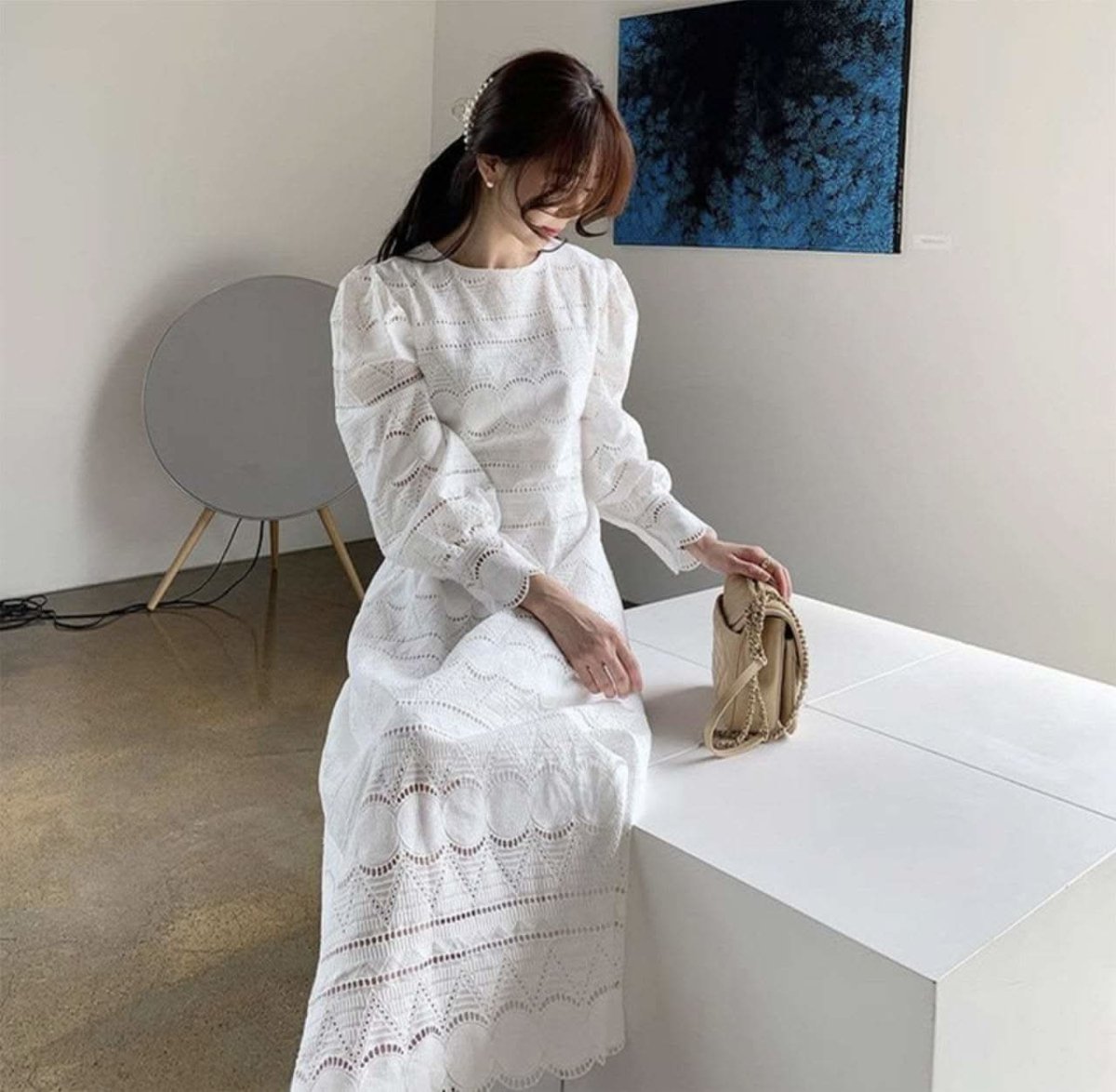 ミックスデザインレーススカラップワンピース　２色展開 - select store mirror meミックスデザインレーススカラップワンピース　２色展開105972199mirror meselect store mirror me105972199ホワイト