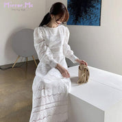 ミックスデザインレーススカラップワンピース　２色展開 - select store mirror meミックスデザインレーススカラップワンピース　２色展開105972199mirror meselect store mirror me105972199ホワイト