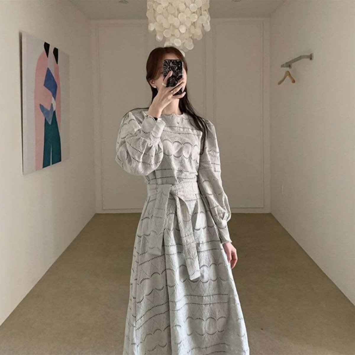 ミックスデザインレーススカラップワンピース　２色展開 - select store mirror meミックスデザインレーススカラップワンピース　２色展開105972199mirror meselect store mirror me105972199ホワイト