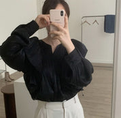 キーネックプリーツフリルブラウス　２色展開 - select store mirror meキーネックプリーツフリルブラウス　２色展開109576816mirror meselect store mirror me109576816オフホワイト