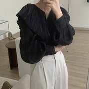 キーネックプリーツフリルブラウス　２色展開 - select store mirror meキーネックプリーツフリルブラウス　２色展開109576816mirror meselect store mirror me109576816オフホワイト