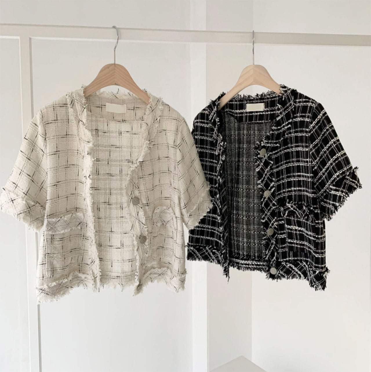 フリンジツイード上品半袖ジャケット　２色展開 - select store mirror meフリンジツイード上品半袖ジャケット　２色展開109582183mirror meselect store mirror me109582183ホワイト