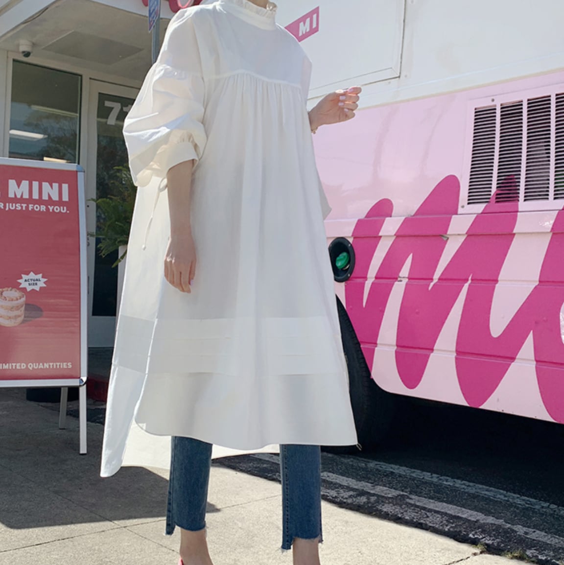 フリルネックバックスリットリボンワンピース　２色展開 - select store mirror meフリルネックバックスリットリボンワンピース　２色展開109716094mirror meselect store mirror me109716094S