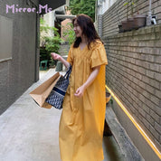 ギャザーネックラグランスリーブワンピース　２色展開 - select store mirror meギャザーネックラグランスリーブワンピース　２色展開109794121mirror meselect store mirror me109794121イエロー S