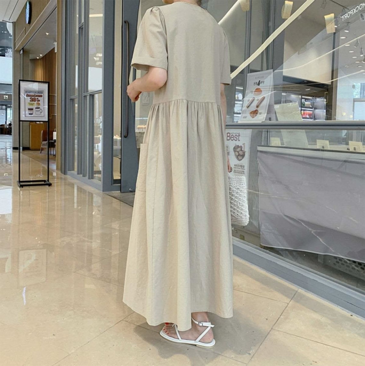 【高品質】コットンリネンフロントボタンワンピース　２色展開 - select store mirror me【高品質】コットンリネンフロントボタンワンピース　２色展開109798120mirror meselect store mirror me109798120ベージュ S