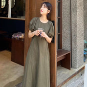 デザインパフスリーブナチュラルワンピース　２色展開 - select store mirror meデザインパフスリーブナチュラルワンピース　２色展開115206365mirror meselect store mirror me115206365カーキ
